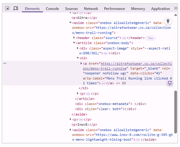 liens ugc dans le navigateur chrome